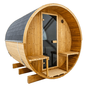 Barrelsauna 300 met zitje Thermowood