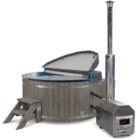 Hottub rond 200cm externe kachel bruin