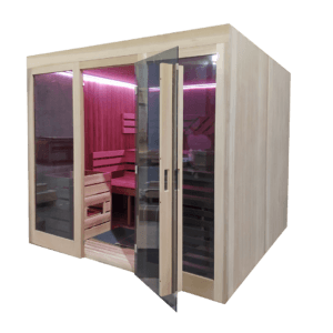 Finse sauna met deur open