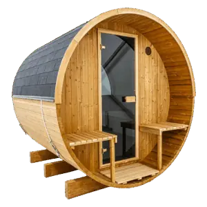 Barrelsauna 300 met zitje Thermowood