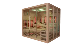 Binnensauna afgebeeld op een witte achtergrond