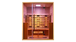 Infrarood sauna (IR cabine) afgebeeld op een witte achtergrond