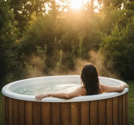 Vrouw in hottub buiten