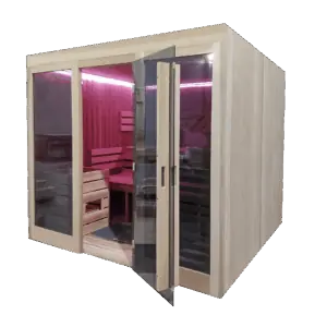 Finse sauna met deur open